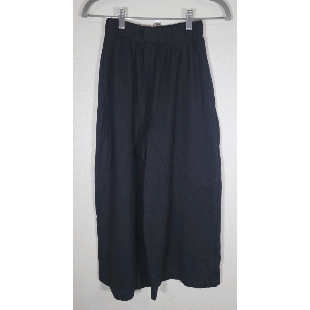 American Apparel Black‎ Culotte Pants Wide Leg Elastic Waist Size XS